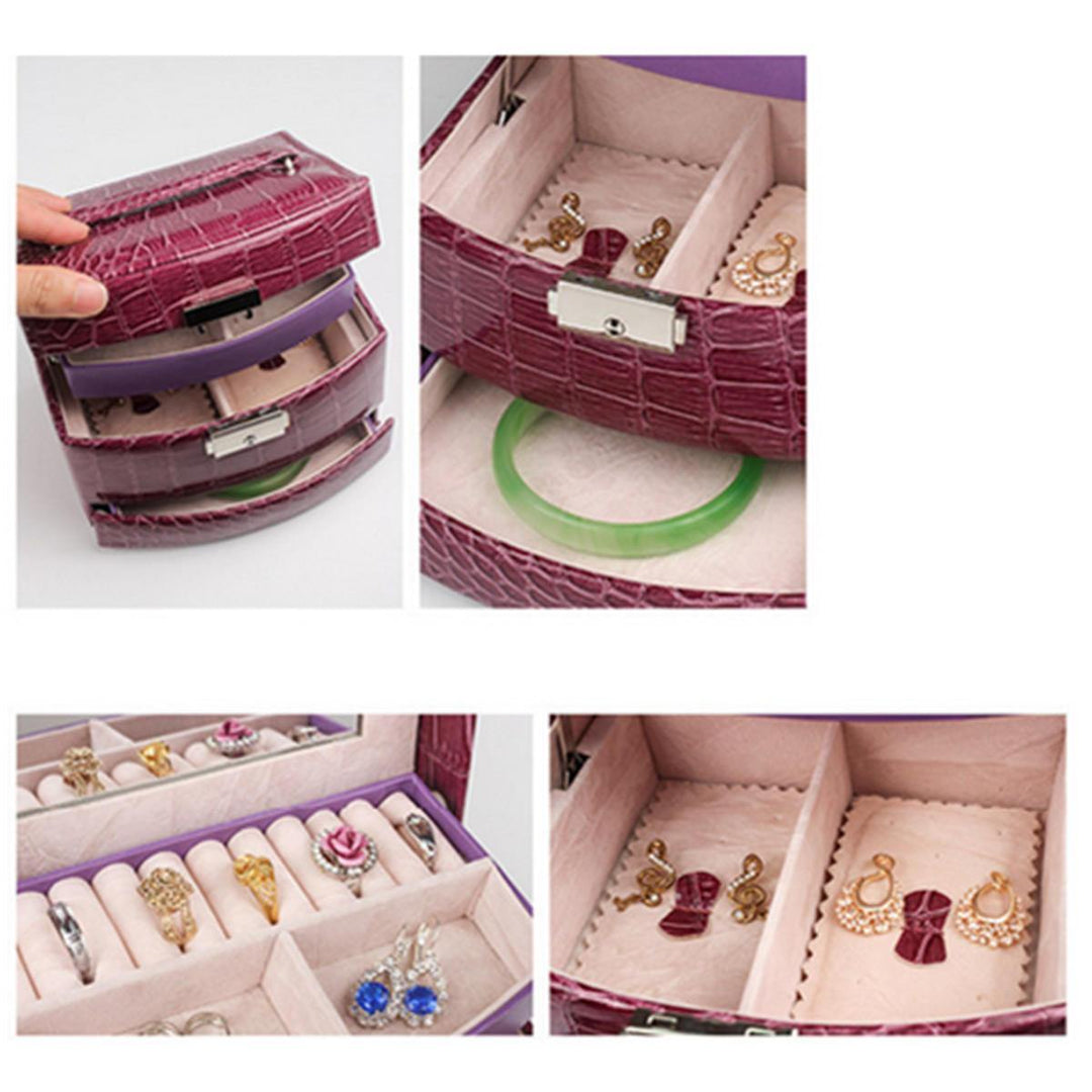Leather Jewelry Box Storage Organizer Necklace Bracelet Ring Earring Case - Trendha