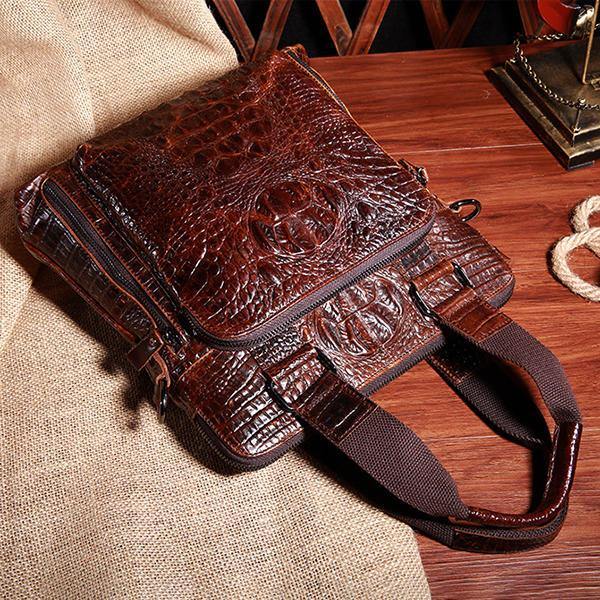 Men Genuine Leather Alligator Business Bag Handbag - Trendha