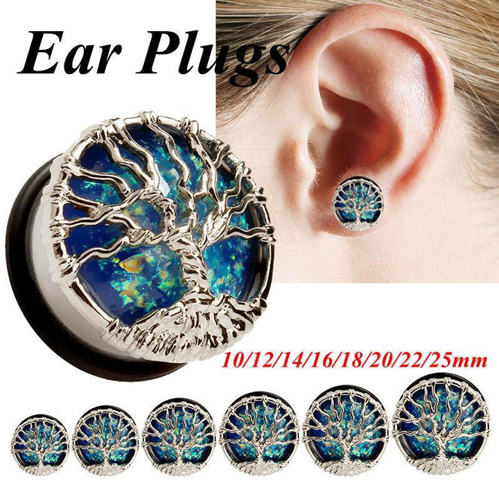 2 Pcs Tree of Life Tunnels Flesh Tunnels Ear Gauges Earring Plugs Body Piercing Jewelry - Trendha