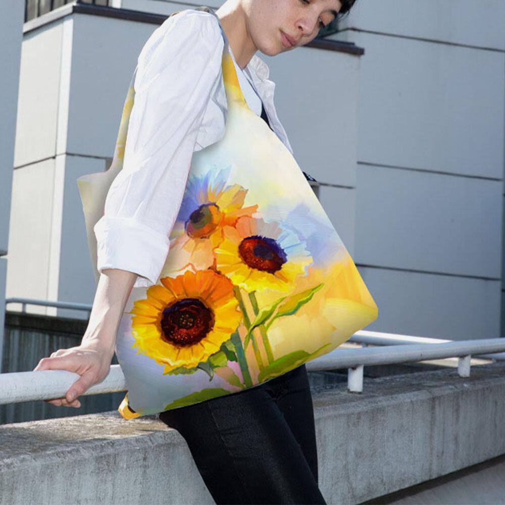 Women Nylon Tie Dye Sunflower Pattern Print Summer Bag Shoulder Bag Handbag Tote - Trendha