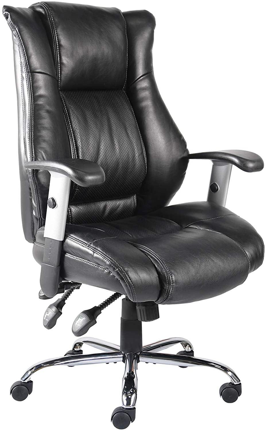 Office Chair Ergonomic Computer Bonded Leather Adjustable Desk Chair Swivel Comfortable Rolling Black - Trendha