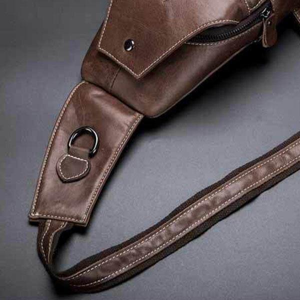 Men Genuine Leather Multi-Pocket Anti-Theft Wear-Resistant Vintage Casual Crossbody Bag Chest Bag - Trendha