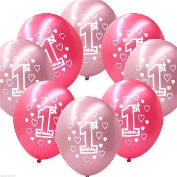 10 Per Set Pink Girl 1st Birthday Printed Pearlised Balloons Christmas Decoration - Trendha