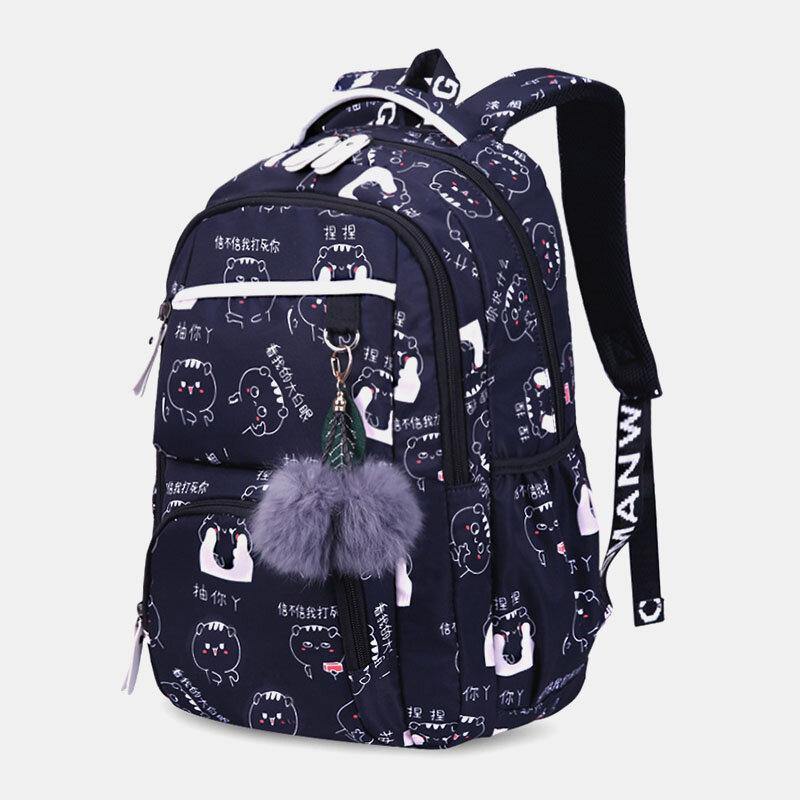 Women Fluffy Ball Print Anti-theft Multifunction Laptop Bag Backpack - Trendha