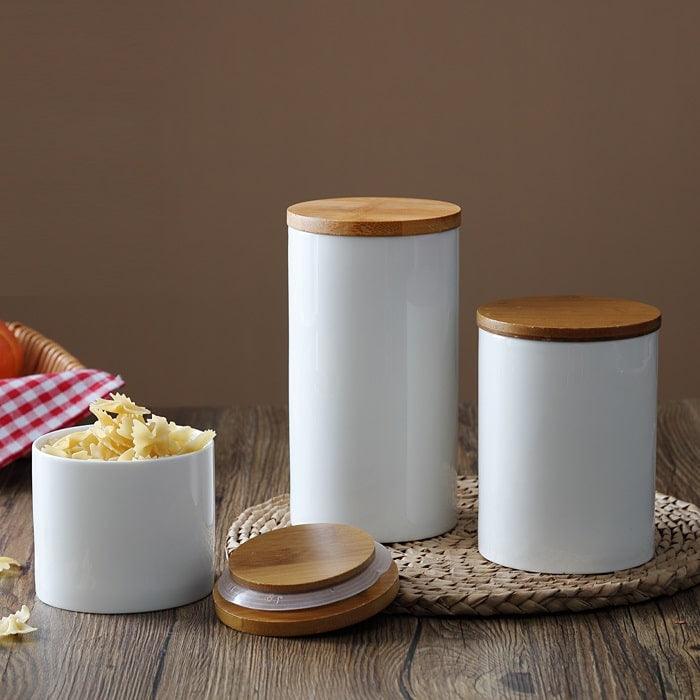 Ceramic Kitchen Jar with Bamboo Lid