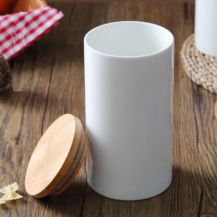 Ceramic Kitchen Jar with Bamboo Lid - Trendha