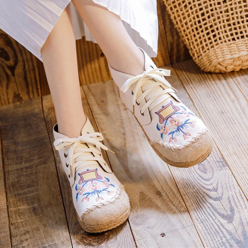 Women's Ethnic Style Embroidered Shoes Non-slip Flat Shoes - Trendha