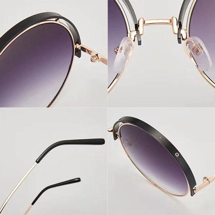 Unisex Round Metal Full Frame PC Gradient Lens Anti-UV Sun Protection Sunglasses Goggles - Trendha