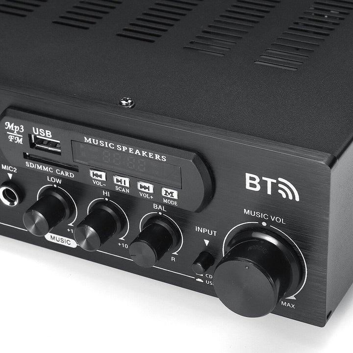 1200W 110V/220V bluetooth Dual Channel Karaoke Mic Input Digital Reverb Home Stereo Amplifier Support USB SD FM AUX Input - Trendha