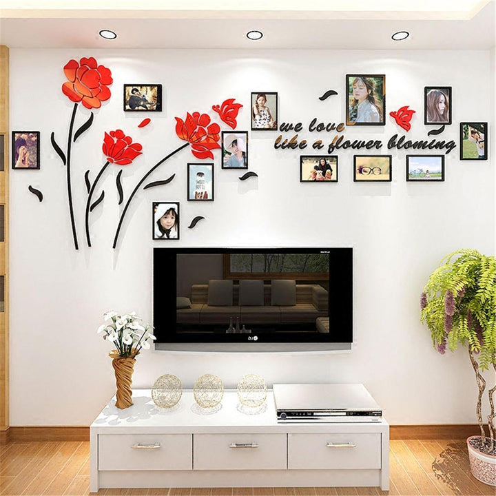 3D Acrylic Family Photo Picture Frame Wall Sticker Art Background Home Decor - Trendha