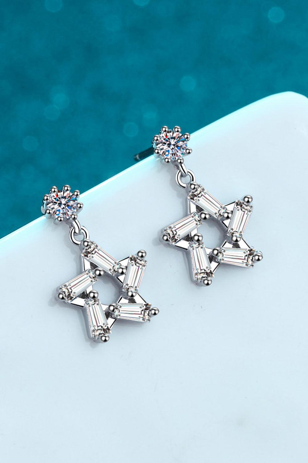 925 Sterling Silver Inlaid Moissanite Star Earrings - Trendha