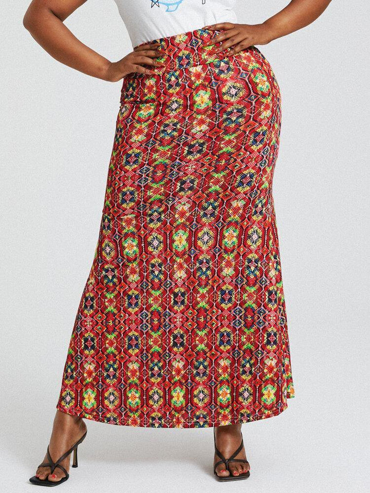 African Style Ethnic Print Buttocks High Waist Bodycon Long Skirt - Trendha