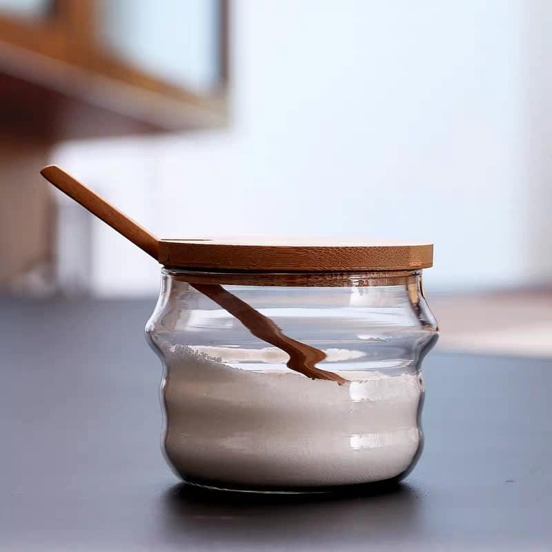 Clear Can with Wooden Spoon - Trendha