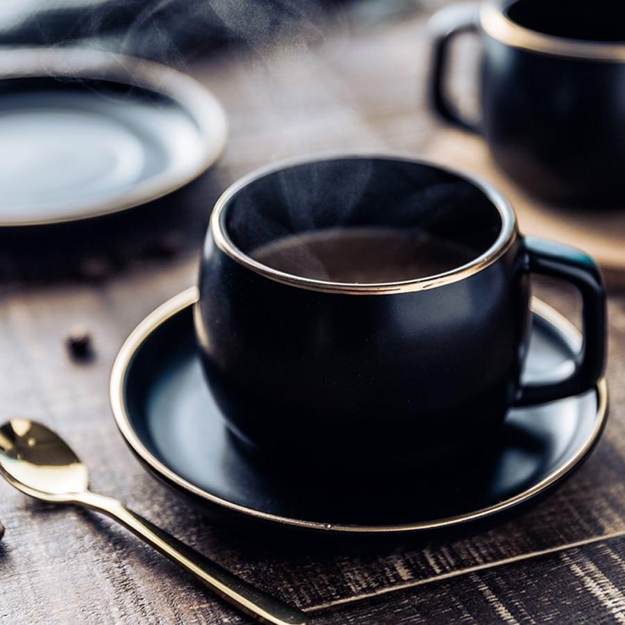 Coffee Cup and Saucer in Black - Trendha