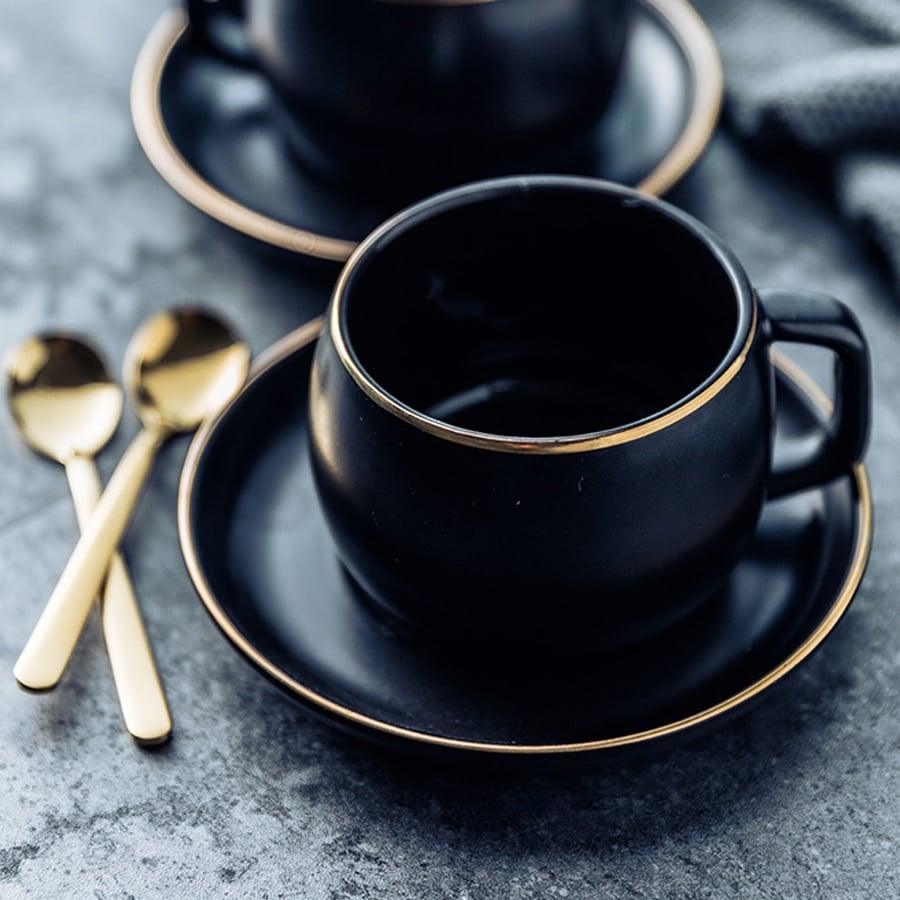 Coffee Cup and Saucer in Black - Trendha
