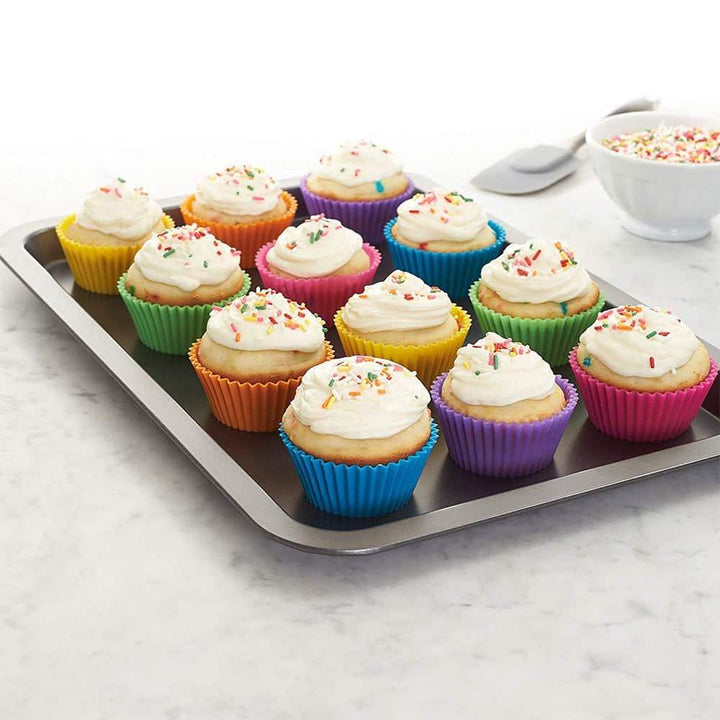 Colorful Round Shaped Silicone Cupcake Molds 12 pcs Set - Trendha