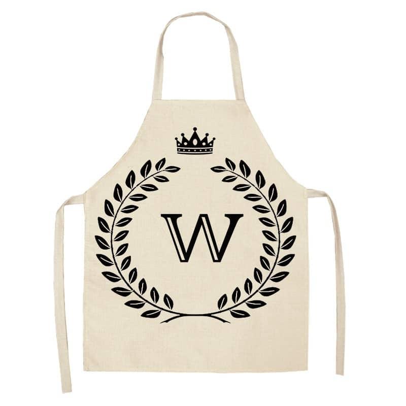 Crown and Letter Printed Kitchen Apron - Trendha