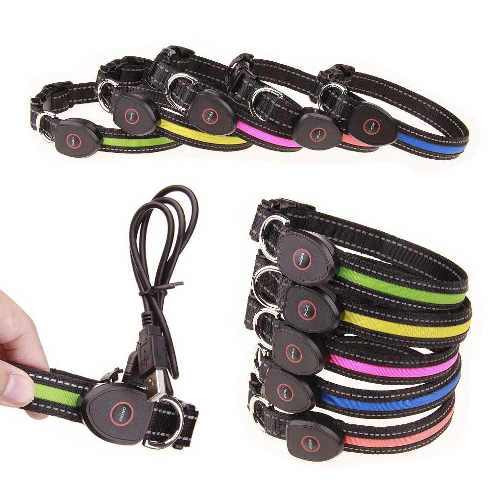 Cute Rechargeable LED Luminous Nylon Dog Collar - Trendha
