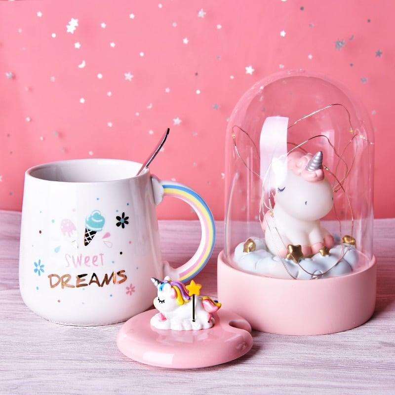 Cute Unicorn Coffee Mug with 3D Lid and Spoon - Trendha