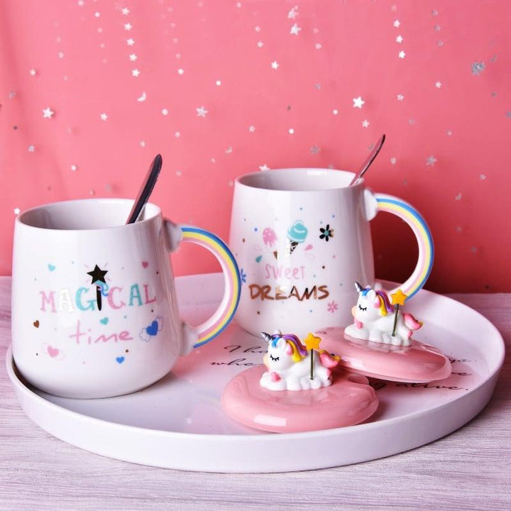 Cute Unicorn Coffee Mug with 3D Lid and Spoon - Trendha