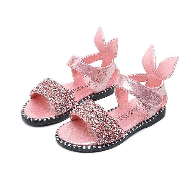 Rhinestone Decorated Sandals for Girls with Rabbit Ears - Trendha
