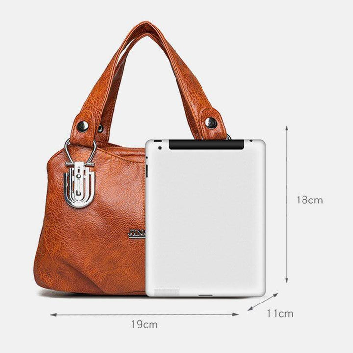 Women Faux Leather Retro Business Shopping All-match Large Capacity Multi-carry Handbag Tote Crossbody Bag - Trendha