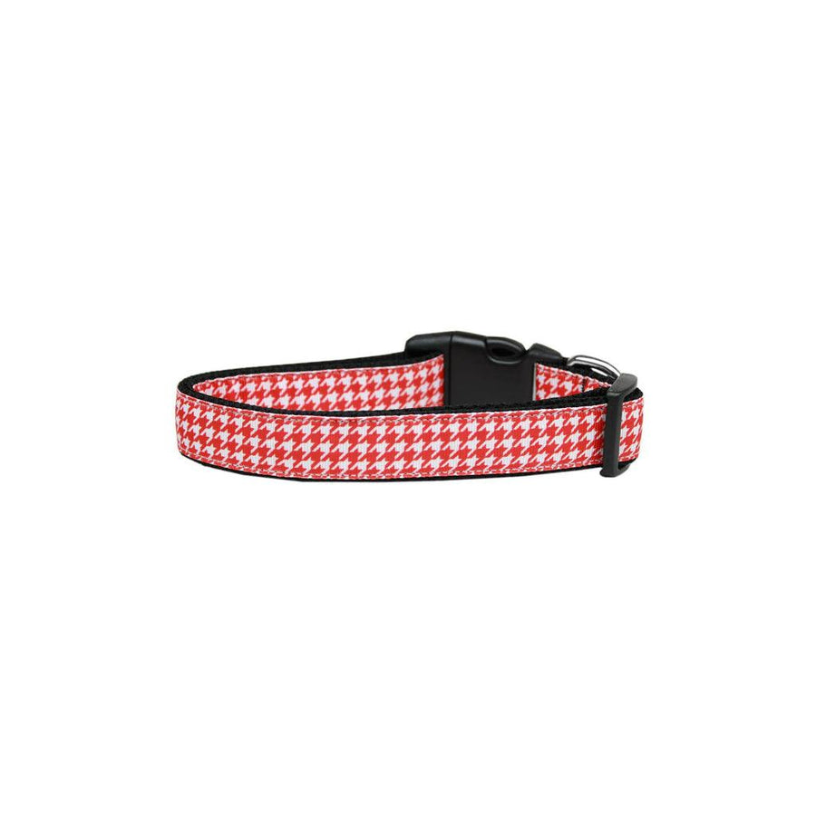 Red Houndstooth Nylon Ribbon Collar - Trendha