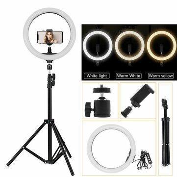 Portable LED Ring Light Tripod Stand Live Selfie Holder USB Plug 10 Inch Fill Light for YouTube Tiktok VK Vlog Makeup - Trendha