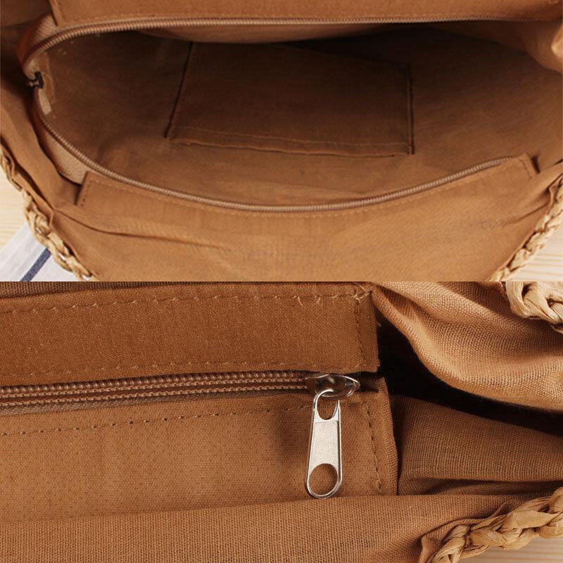 Women Simplicity Stripe Straw Bag Handbags Tote Retro Beach Bag - Trendha