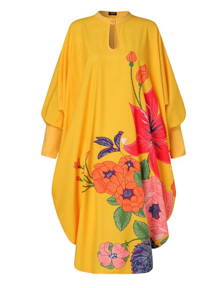 Leisure Pleating Daily Long Sleeve Floral Dress For Women - Trendha
