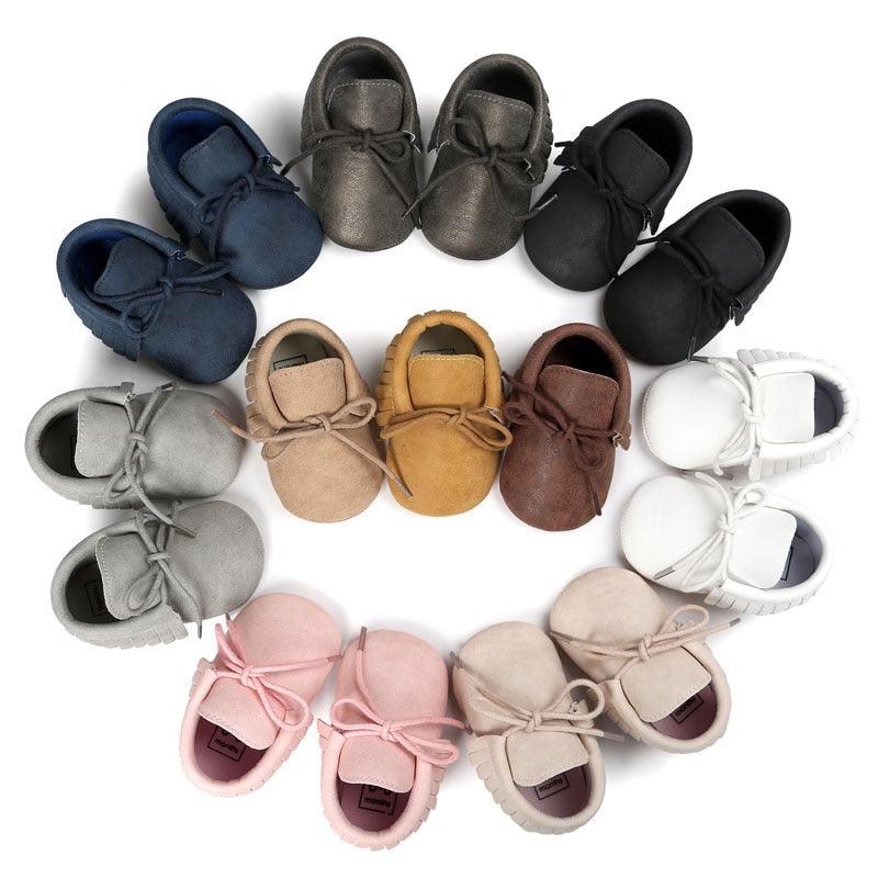 Baby's Solid Color Leather Moccasins - Trendha
