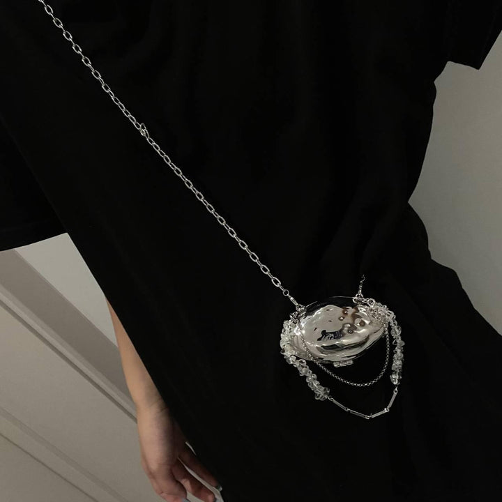 Shell Bag With Silver Metal Accessories - Trendha