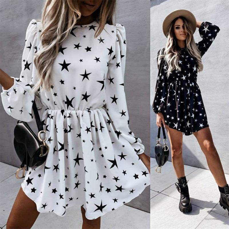 New European And American Star Print Dress - Trendha