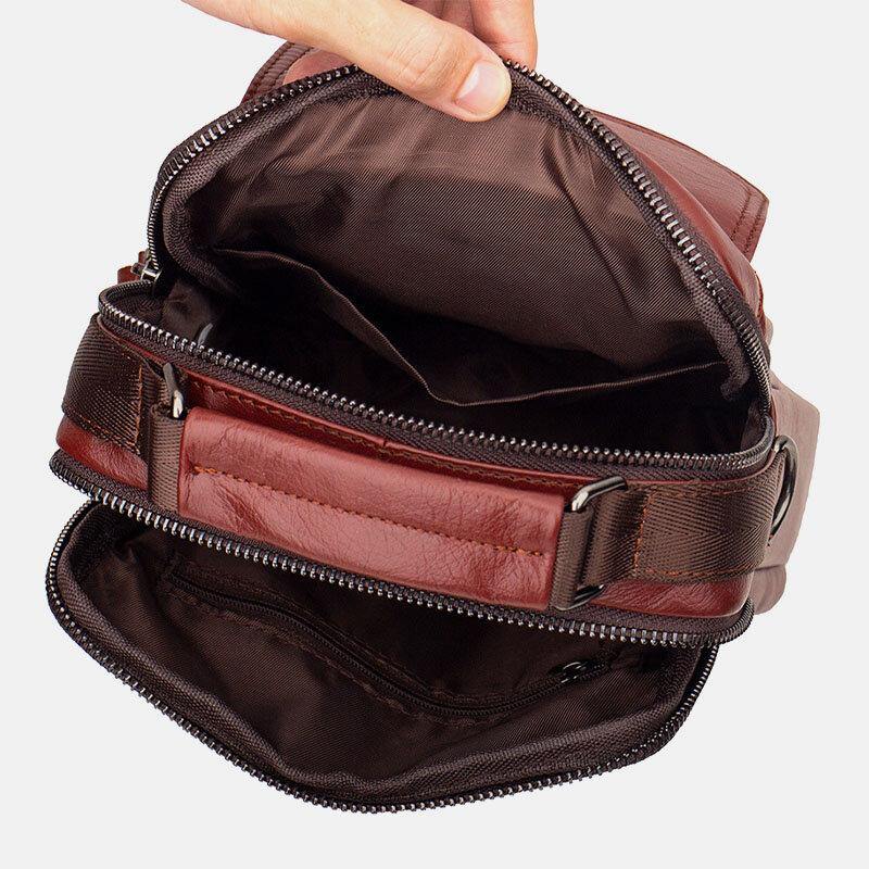 Men Genuine Leather Retro Business Leather Shoulder Bag Crossbody Bag - Trendha