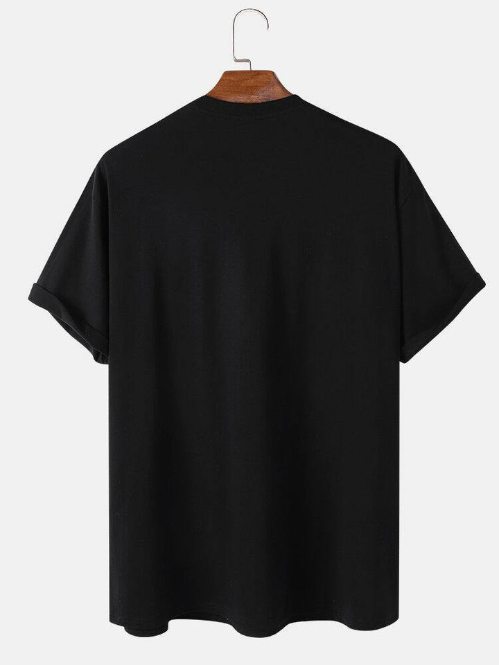 Mens Casual 100% Cotton Contrast Poker Print Short Sleeve T-Shirts - Trendha