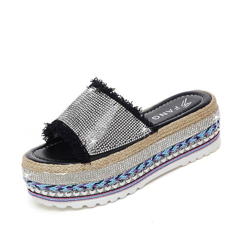 Casual Sponge Cake Thick-soled Increase Women's Slippers - Trendha