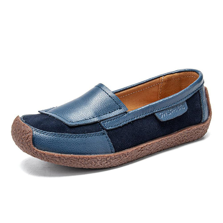 Women Comfy Leather Splicing Soft Slip On Flat Loafers - Trendha