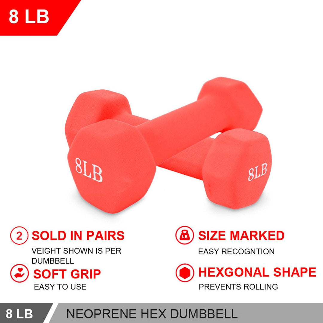 Barbell Set Of 2 All-Purpose Dumbbells In Pair Neoprene Coated Dumbbell Weights - Trendha
