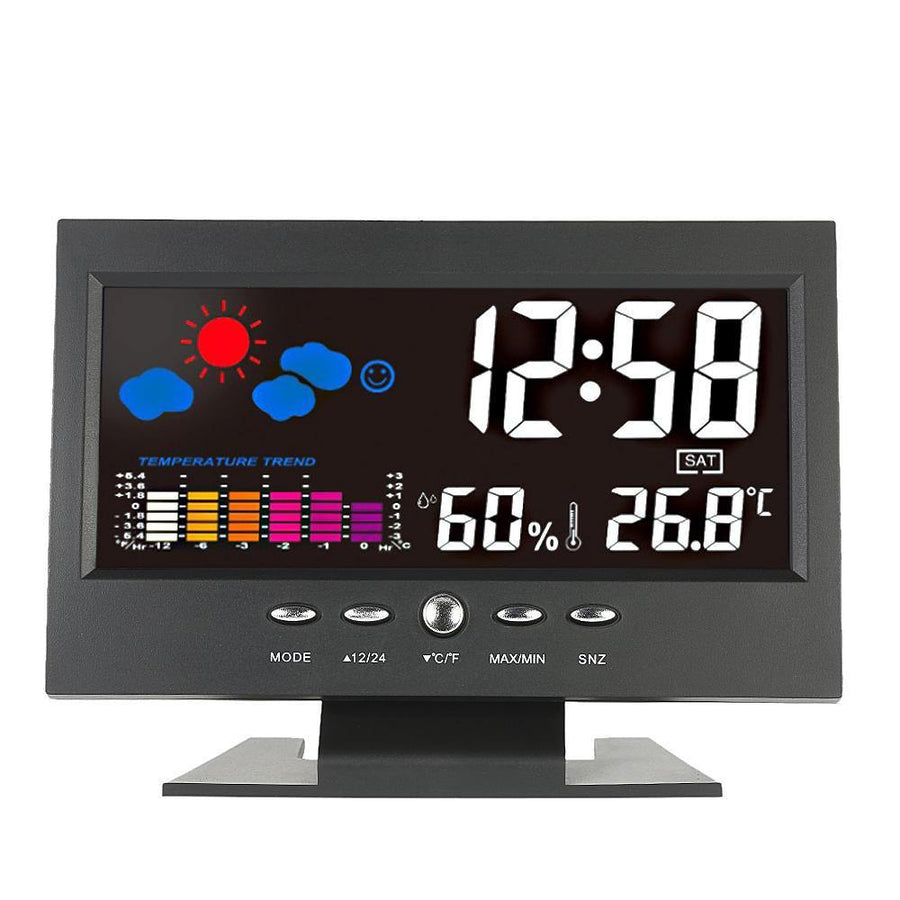 DC 000 Digital Thermometer Hygrometer Weather Station Alarm Clock Colorful LCD Calendar - Trendha