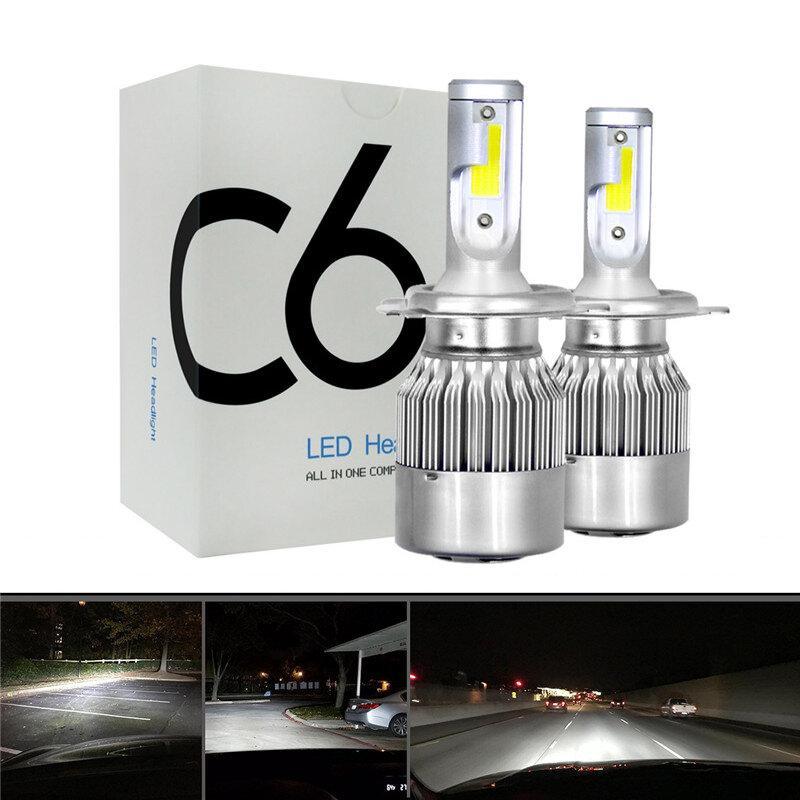 2pcs 12V/24V C6 LED Bulb H1/H4/H7/H11/9005/9006 White Headlights 72W 7200Lm COB Headlamp Auto Fog Light Lamp Bulb - Trendha