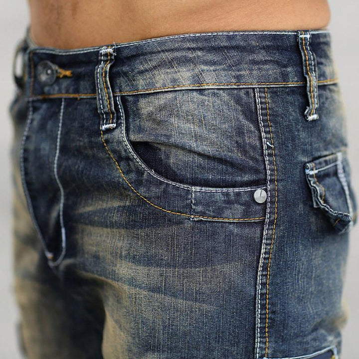 Retro Multi Pockets Over-Knee Short Jeans - Trendha