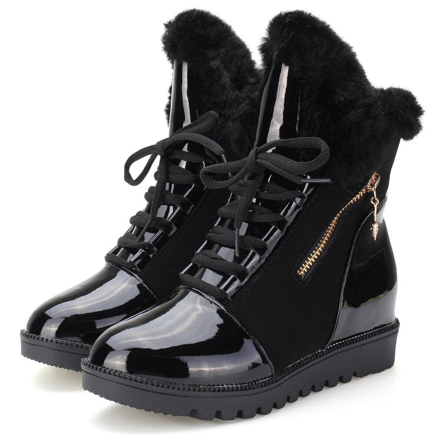 Women Fur Lining Stitching Warm Winter High Top Casual Mid-Calf Snow Boots - Trendha