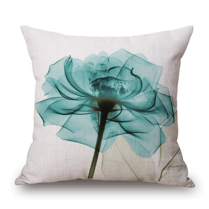 Ink Painting Flowers Cotton Linen Pillow Case Tulips Sofa Cushion Cover 45x45cm - Trendha