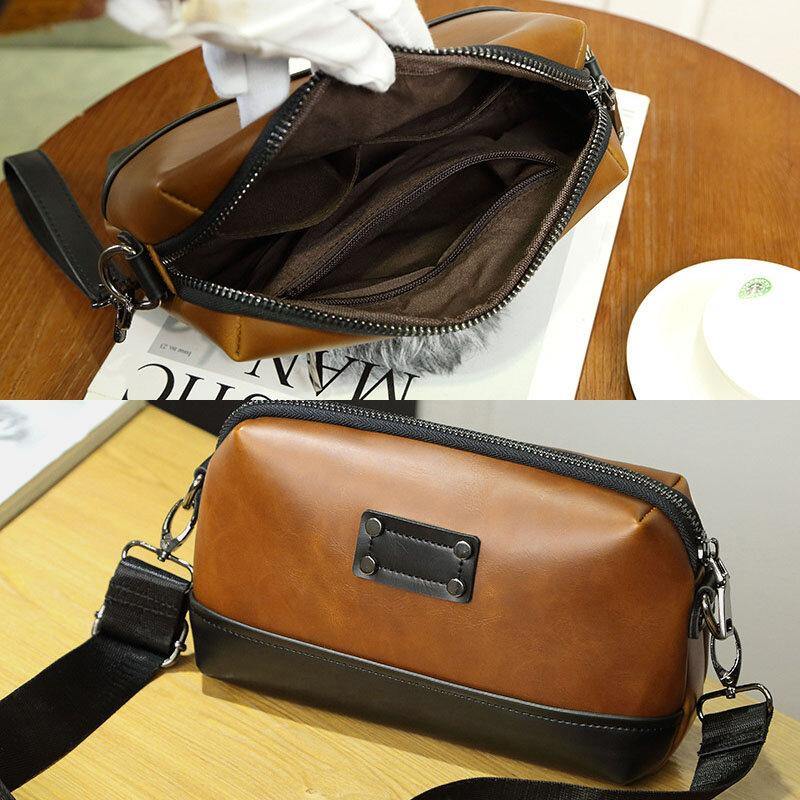 Men PU Leather Solid Color Anti-Theft Casual Phone Bag Crossbody Bag Shoulder Bag - Trendha