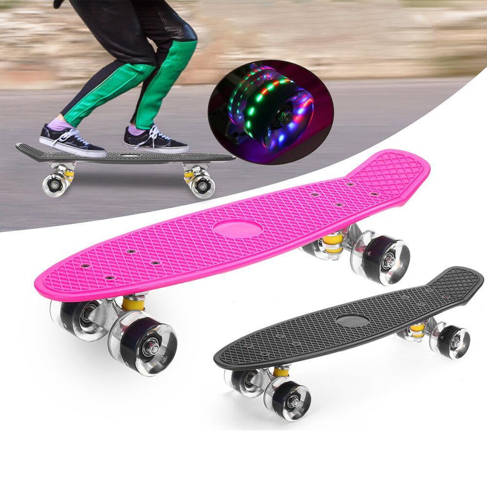 22inch Unisex Children Adults Skateboards Colorful LED Light PU Wheels Beginner Skateboarding Kids Skateboard for Girl Boys Youths - Trendha