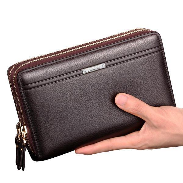 Men Clutch Wallet Waterproof Business Long Zipper Wallet Phone Holder - Trendha