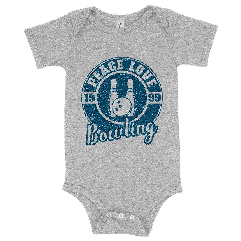 Baby Peace Love Bowling Onesie - Bowling Onesie Design - Bowling Themed Onesies - Trendha