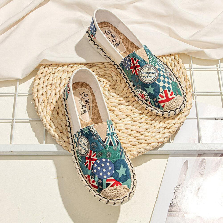 Women Pattern Slip On Comfy Hand Stitching Casual Flat Loafers Shoes - Trendha