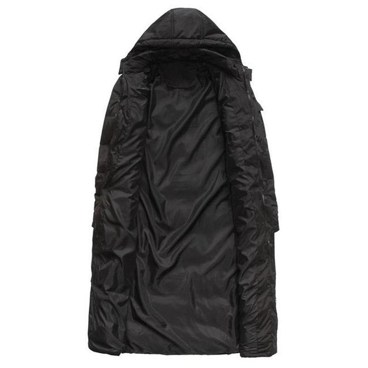 Mens Winter Outdoor Windproof Warm Solid Color Hooded Long Padded Jacket Parka Outerwear - Trendha