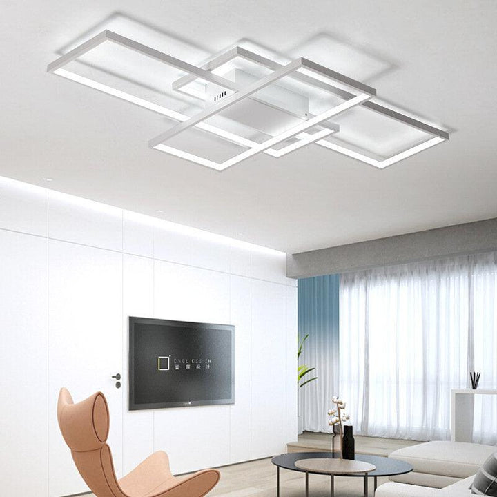 ARILUX AC110-120V Modern Minimalist Nordic Style Rectangular LED Ceiling Light Bedroom Living Room Dining Room Ceiling Lamp White/Black Shell, Warm Light/White Light/Stepless Dimming - Trendha